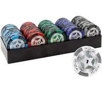 LEFAY 100PCS Casino Chips, 14 Gram Clay Texas Holdem Casino Laser Chips Club Poker Chips for Home Party & Play(100Pcs Five Pointed Star)