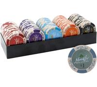 LEFAY 100PCS Poker Games Chips, 14 Gram Clay Texas Holdem Casino Laser Chips Club Poker Chips, Learning Counters Disks, Casino Chips & Gambling Cards(100Pcs Milky White Wheat Ear)