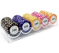 LEFAY 14 Gram Poker Chips Set, 100PCS Counting Game Chips, Acrylic Case Clay Metal Core Texas Holdem BlackJack Poker Chips(K)