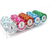 LEFAY 14 Gram Poker Chips Set, 100PCS Counting Game Chips, Acrylic Case Clay Metal Core Texas Holdem BlackJack Poker Chips(A)