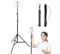 Lefeke IV Pole Portable for Traveling, Adjustable IV Stand with Hooks, Medical IV Drip Infusion Bag Holder, IV Fluids Floor Stand (Black)