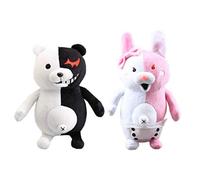 lefeng 2 Pcs/Set Anime Danganronpa Plush Toy Monokuma Black Pink Bear Soft Dolls Gift for Children 10"