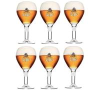 Leffe Official Goblets - Large Stem Glasses Set of 6-33cl Per Glass - Perfect Blonde, Brown, Ruby, Double, Triple + 6 Beer Coasters