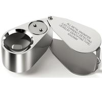 Leffis 40X Jewelers Loupe Magnifier Magnifying Glasses, LED/UV Illuminated Jewelry Loop Pocket Folding Magnifying Glass with Metal Construction for Close Work, Gardening, Kids, Stamp, Rock Collecting