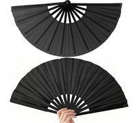 LEFIMOT 2 Pcs 13 inch Large Folding Hand Fans Rave Fan Cloth Popping Clacking Fans, Foldable for Line Dancing Boots on The Ground Festival Outdoor Wedding Party Decoration