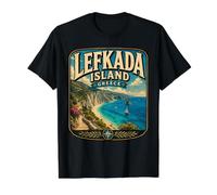 Lefkada Greece Vacation to Greece Vintage Ionian Island Value Graphic T-Shirt, Men, Black, S