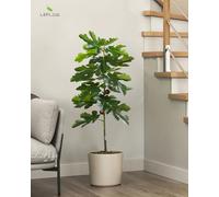 Leflos Artificial Fiddle Leaf Fig Tree Indoor, 4ft Faux Fig Tree with Fruits, 48'' Tropical Fake Potted Ficus Tree in White Pot, Nice Home & Housewarming Decor