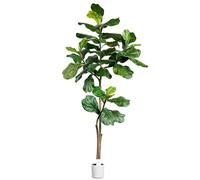 Leflos Artificial Fiddle Leaf Fig Tree Indoor, 6ft Tall Faux Fiddle Leave Fig Tree with Decorative Planter For Home Decor, Tropical Fake Ficus Tree with Realistic Trunks, Adjustable Branch and Leaves