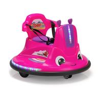 LeFluffy Toddlers Bumper Car, 12v Baby Electric Ride On Snail Shape Toy with Remote Control/Children DIY Funny Stickers/360 Degree Spin for Kids of Ages 1.5-9 (Rose Red)
