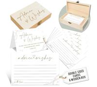 LeFohLon Advice and Wishes Cards with Box - 50 Pcs Minimalism Advice Cards for Wedding, Bridal Shower, Baby Shower, Well Wishes Box for Graduation, Christmas, Birthday Party Decorations -A03