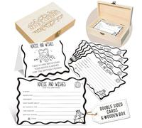 LeFohLon Advice and Wishes Cards with Box for Birthday, 50 Psc Hand Drawn Guest Book Advice Cards for Game Party - 16th, 18th Any Age Birthday Party Decorations -A01