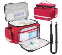 LEFOR·Z Medical Bag,First Aid Bag Empty,Home Health Nurse Bag with Detachable Divider,Medical Supplies Storage Tote for Nursing Student,Therapist,Doctors,Red
