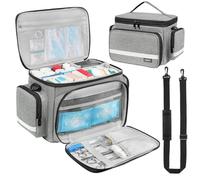 LEFOR·Z Medical Bag,First Aid Bag Empty,Home Health Nurses Bag with Adjutable Strap and Detachable Divider,Medical Supplies Storage Tote for Nursing Student,Therapist,Doctors,Gray