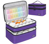 LEFOR·Z Medicine Storage Bag,Double Layers Pill Bottle Organizer Bag Empty with Lockable Zipper&Adjustable Divider,Medication Travel Carrying Bag for Pills,Vitamins,Medical Supplies,Purple