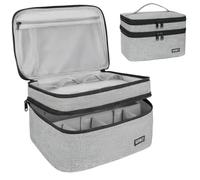 LEFOR·Z Medicine Storage Bag,Double Layers Pill Bottle Organizer Bag Empty with Lockable Zipper&Adjustable Divider,Medication Travel Carrying Case for Pills,Vitamins,Medical Supplies,Grey