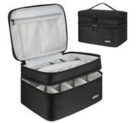 LEFOR·Z Medicine Storage Bag,Double Layers Pill Bottle Organizer Bag Empty with Lockable Zipper&Adjustable Divider,Medication Travel Carrying Case for Pills,Vitamins,Medical Supplies,Black