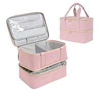 LEFOR·Z Nail Polish Organizers and Storage,Double-Layer Nail Supplies Carrying Case Bag Holds 40 Bottles(15ml-0.5 fl.oz) and Nail Lamp, Pink, 1 Count (Pack of 1), Travel