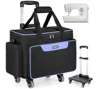 LEFOR·Z Sewing Machine Bag on Wheels,Extra Large Sewing Machine Trolley Bag,Trolley Tote Bag with 4 Wheels Fits for Most Standard Singer,Brother,Janome Sewing Machine and Accessories,Black