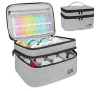 LEFOR·Z Travel Medicine Organiser, Storage Bag, Double Layer, Pill Bottle Organiser for Emergency Medicines, Dietary Supplements or Medical Kits, Lockable Empty Medicine Bag, gray, 11x8x7 inches