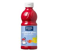 Lefranc Bourgeois 188296 Glossy Children's Acrylic Paint, Ready-to-Use Liquid Acrylic Paint, Glossy and Waterproof, Ideal on Paper, Cardboard, Wood, Plaster, Metal, Plastic, 500 ml Bottle - Primary