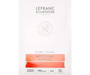 Lefranc Bourgeois 301340 Studio Acrylic Painting Pad, 15 Sheets, A3, 190 g/m² with Canvas Structure, Acrylic Painting Paper for Drawing with Acrylic Paints