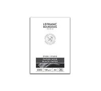 Lefranc Bourgeois 301344 Studio Pad with Black Paper 20 Sheets - A4, 140 g/m², for Use with Opaque Colours Such as Pastel, Pencil and Cover Paint for Crafts and Collages