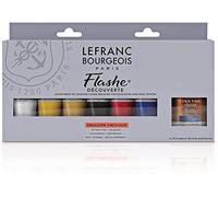 Lefranc Bourgeois Acrylic Flashe - Assortment of 6 Tubes of 20 ml + Matte Finish Paint 120 ml