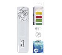 Lefranc Bourgeois 301444 Watercolour Set with 12 Strong Studio Watercolour Paints, High-Quality Watercolours with Excellent Light Fastness, Transparency, Brilliance - 12 Colours, 1 Round Brush No. 8