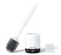 Lefree Silicone Toilet Brush and Holder Set with Ventilated Holder, Floor Standing & Wall Mounted Toilet Scrubber
