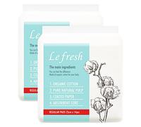 Lefresh Organic Cotton Cover Pads with Wings| Regular, 28 Count | Regular Absorbency - Unscented - Vegan - Chlorine Free - Ultra Thin Pads for Women