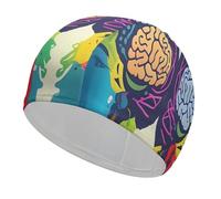 Left and Right Brain Advantage Bathing Cap High Elasticity Swimming Caps Fit Both Long Hair Short Hair Comfortable Large Shower Cap for Drag Reduction and Hair Protection