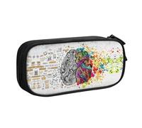 Left and Right Brain Advantage Large Capacity Double Layer Pencil Case,Customizable Full Print Polyester Fabric Organizer-School, Office, Travel Makeup Pouch