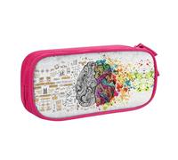 Left and Right Brain Advantage Large Capacity Double Layer Pencil Case,Customizable Full Print Polyester Fabric Organizer-School, Office, Travel Makeup Pouch