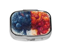 Left and Right Brain Advantage Mini Pill Box Metal Travel Medicine Organizer with 2 Compartments Pocket-Sized Pill Container