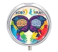 Left and Right Brain Advantage Pill Case 3 Compartment Portable Pill Box Daily Round Pill Organizer for Pocket Purse Daily Medicine Container to Hold Vitamins Fish Oil Travel Gifts