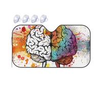 Left and Right Brain Advantage Print Car Windshield Sun Shade for Car Truck SUVs, Aluminum Foil Auto Front Window Sun Visor Sun Heat Protection Sunshade with 2 holes, S