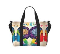 Left and Right Brain Advantage Print Tote Crossbody Travel Bag with Zip Casual Handbag for Weekend Trips and Gym Shopping
