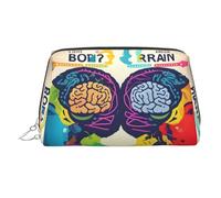 Left and Right Brain Advantage Printed Portable Beauty Case, Compact Travel Pouch with Organized Interior Slots for Daily