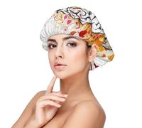 Left and Right Brain Advantage Printed Satin Hair Bonnet for Sleeping Double Layer Silk Sleep Cap Hair Wrap Cap for Women Men Black