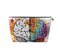 Left and Right Brain Advantage Printed Travel Cosmetic Bags with Gold Zipper Makeup Organizer Cosmetic Case Toiletry Bag for Women Mom Girls