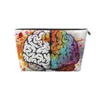 Left and Right Brain Advantage Printed Travel Cosmetic Bags with Silver Zipper Makeup Organizer Cosmetic Case Toiletry Bag for Women Mom Girls