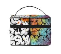 Left and Right Brain Advantage Printing Makeup Bag for Women Portable Travel Cosmetic Case Make Up Organizer Bag Beauty Box with Inner Pouch and Handle