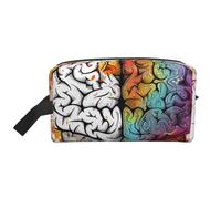 Left and Right Brain Advantage Printing Portable Makeup Bag for Women Girl Large Capacity Travel Cosmetic Bag Makeup Pouch Organizer with Handle