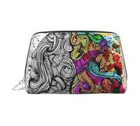 Left and Right Brain Advantage Small Makeup Bag Travel Cosmetic Bag Makeup Pouch PU Leather Portable Versatile Zipper Make up Bag for Women Girls