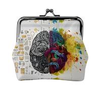Left and Right Brain Advantage Women's Leather Kiss Lock Pouch - Stylish Small Zipper-Free Wallet for Coins, Cards, Makeup & Essentials - Compact & Lightweight Design for Daily Use, Travel & Gifting