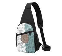 Left and Right Brain Functions Casual Sling Bag Crossbody Shoulder Pack,Durable Polyester Chest Bag with Multiple Pockets and Key Holder,Adjustable Strap for Men Women