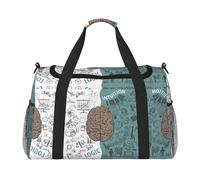 Left and Right Brain Functions Full Print Travel Duffle Bag with Adjustable Shoulder Strap,Large Capacity Twill Polyester Crossbody Bag for Gym,Weekend Trips Outdoor Activities