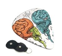 Left and right brain functions Guitar Picks 6 Pcs, 0.71mm Thickness Celluloid Plectrum with Leather Picks Holder, Personalized Guitar Pick for Bass Electric Acoustic Guitars Lovers Gift
