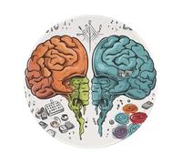 Left and Right Brain Functions Mouse Pad with Anti-fray Stitching, Waterproof Gaming Mouse Mat for Men Women Non-Slip Rubber Base Round Computer Mousepad for Office Desk Accessories 8in