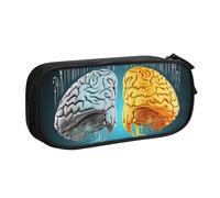 Left and Right Brain Functions Pencil Case, Zip Smooth Pencil Case, Portable Pencil Case Large School Stationery Storage Bag, Make-Up Bag